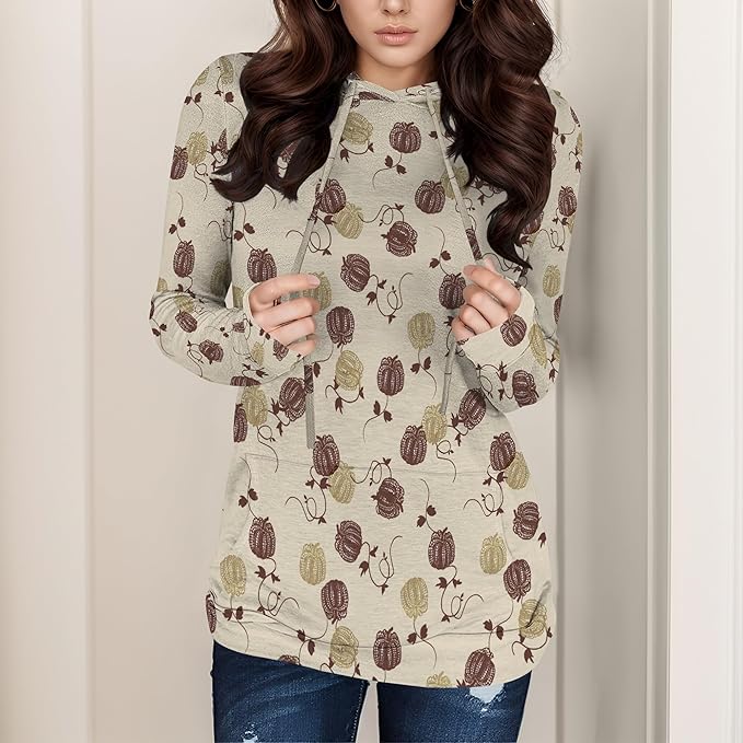 domirica Halloween Sweatshirts For Women Long Sleeve Spooky Graphic Sweatshirts Pumpkin Pullover Halloween Party Club Wear