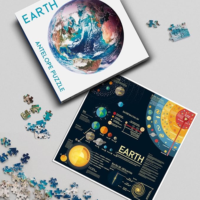 Antelope 3 in 1 1000 Piece Round Puzzle Bundle - Earth, Space, and Moon With Sun - Planet and Space Jigsaw