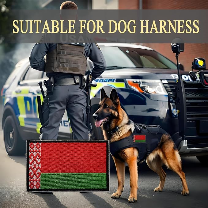 EmWoot 2PCS Belarus Flag Patch Embroidered Morale Patch Military Tactical Patches Hook and Loop(Black Border)