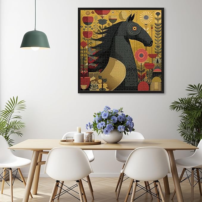 Naturelish Vibrant Equine Art Horse Jigsaw Puzzles for Adults 1000 Pieces, Difficult Puzzles Perfect for Game Night, Great Gift Idea, Size 22.5 x 22.5 in