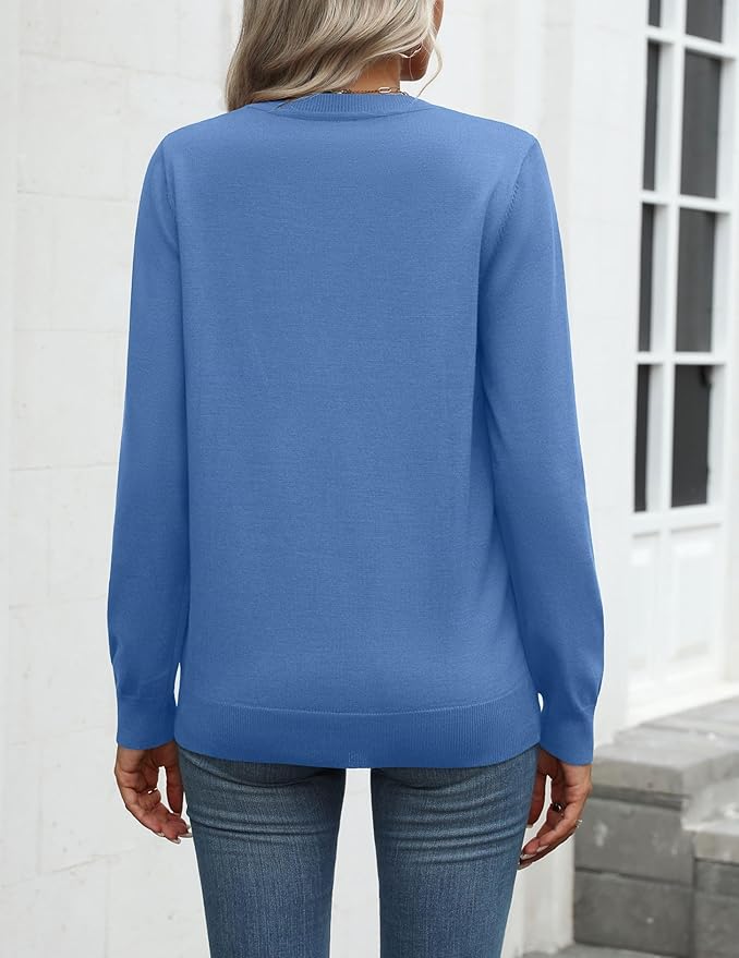 Zeagoo Womens 2026 Fall Sweaters Long Sleeve Tops Classic Crew Neck Pullover Sweaters Loose Dressy Casual Basic Clothes