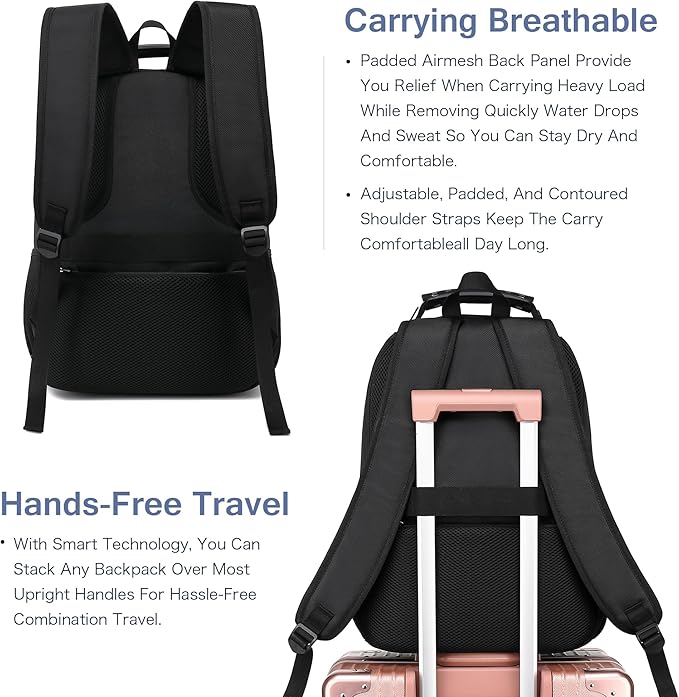 Boavan Laptop Backpack for men, 15.6 inch Laptop Bag with USB Port, Waterproof Travel Work Backpack Purse, Anti-Theft Teacher Nurse Doctor Casual Bookbags Office Business backpack，Deep Orange Black