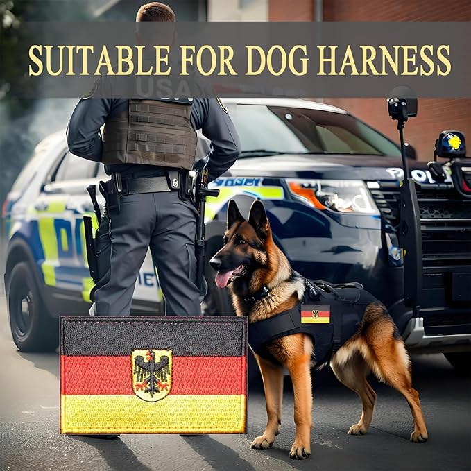 EmWoot 2PCS Germany Flag Emblem Patch Embroidered Morale Patch Military Tactical Patches Hook and Loop(Emblem)