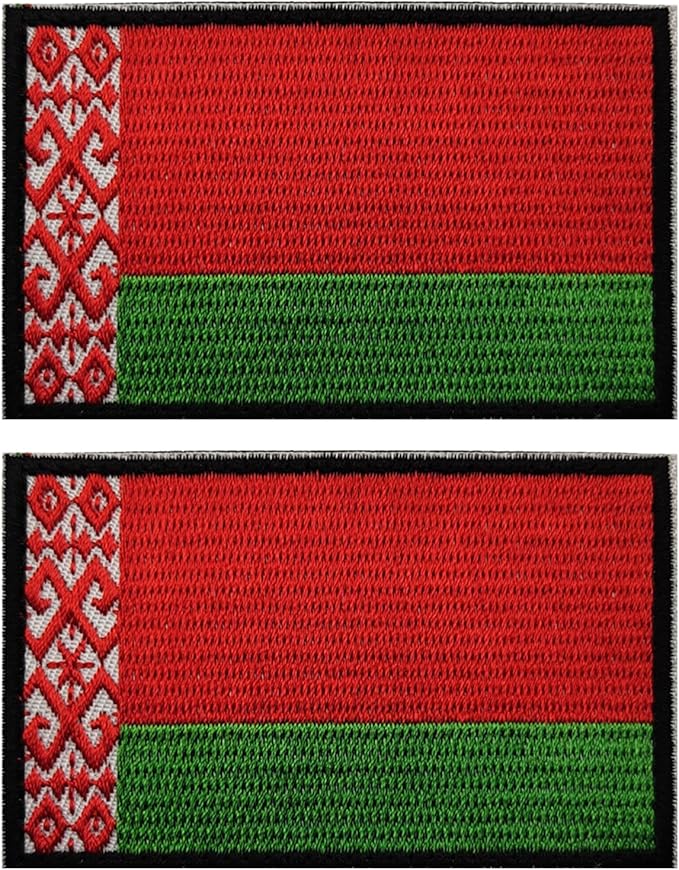 EmWoot 2PCS Belarus Flag Patch Embroidered Morale Patch Military Tactical Patches Hook and Loop(Black Border)