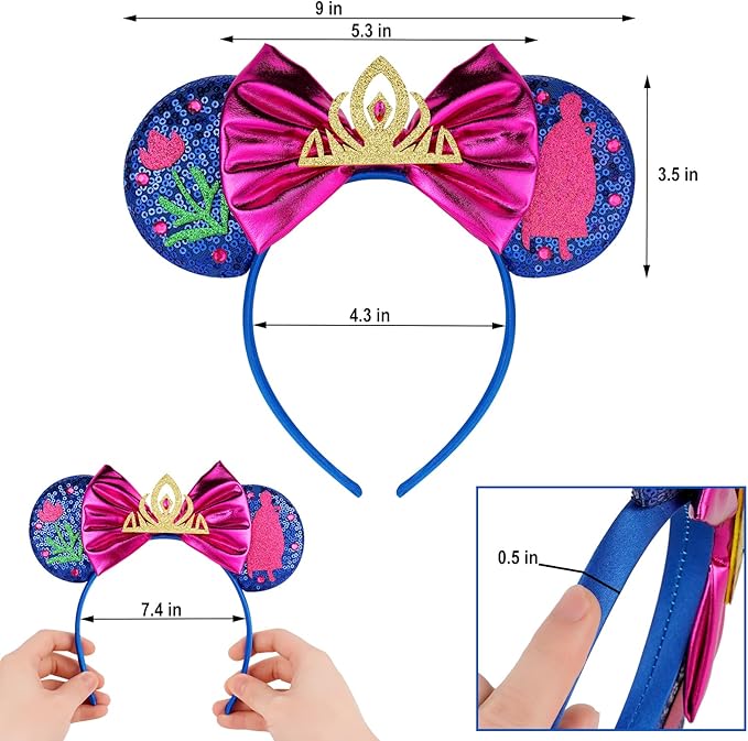 FANYITY Tiana Mouse Ears, Sequin Mouse Ears Headband for Boys Girls Women (SX)
