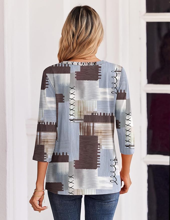 Zeagoo 3/4 Length Sleeve Womens Tops Casual Dressy Summer Blouses Buisness Work Spring Tee Shirts