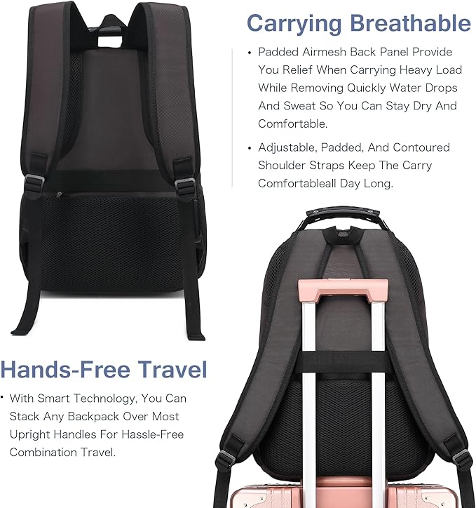 Boavan Laptop Backpack for men, 15.6 inch Laptop Bag with USB Port, Waterproof Travel Work Backpack Purse, Anti-Theft Teacher Nurse Doctor Casual Bookbags Office Business backpack,Coffee