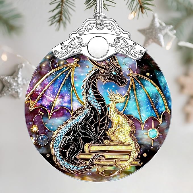 Christmas Ornaments – Dragon Ornaments for Christmas Tree, Xmas Decorations, Holiday Decor, Ideal Gifts for Dragon Lover, Holiday Present & Xmas Gift, Festive Gifts for Neighbor, Friends and Family