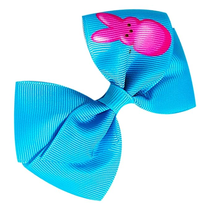 PEEPS Hair Bows Bundle - 7 Pcs 4 Inch Alligator Clips with Different Prints, Easter Bunny Themed for Girls, Toddlers 3+