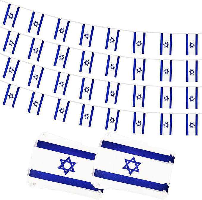 Yamiuo 100 Feet Israel String Flag, 76 Pcs Israeli Banner Flag, Small Mini World Banner Flags for Sports Events, Bars Decorations, School Festivals, Party Decorations, Celebrations (Israel)