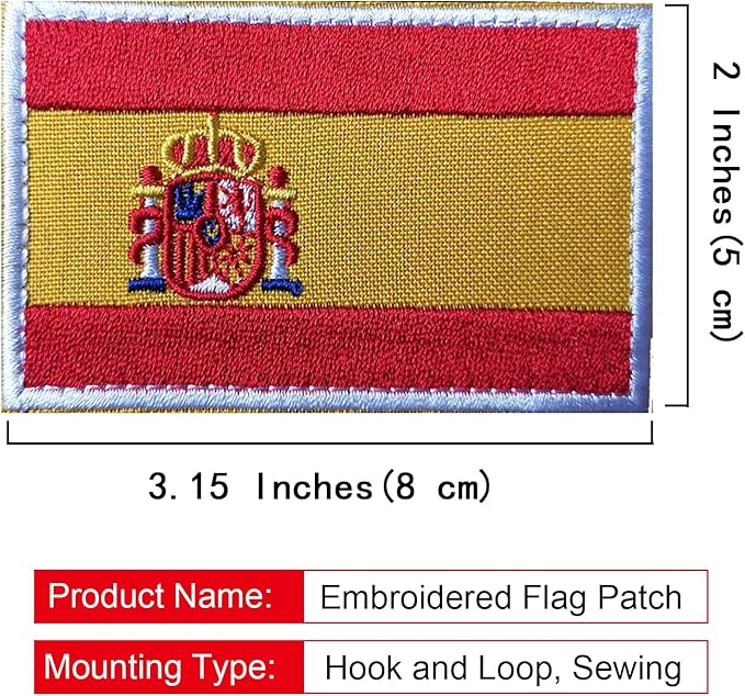 EmWoot 2PCS Spain Flag Patch Embroidered Morale Patch Military Tactical Patches Hook and Loop(01)