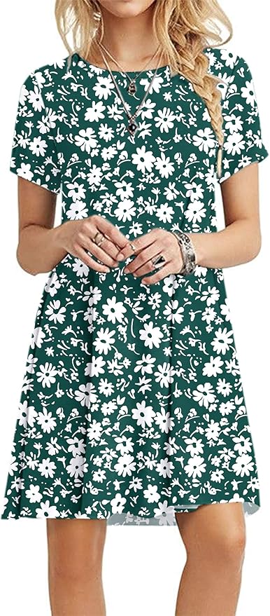 MOLERANI Women's Casual Plain Simple T-Shirt Loose Dress
