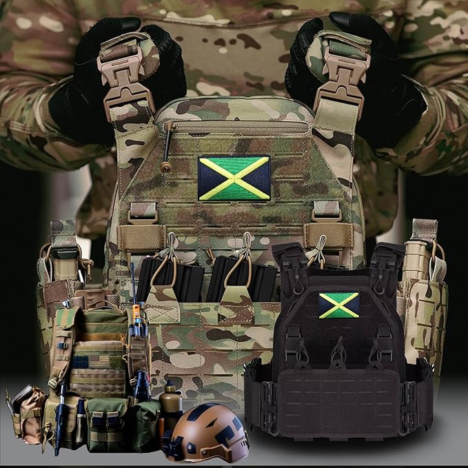 EmWoot 2PCS Jamaica Flag Patch Embroidered Morale Patch Military Tactical Patches Hook and Loop
