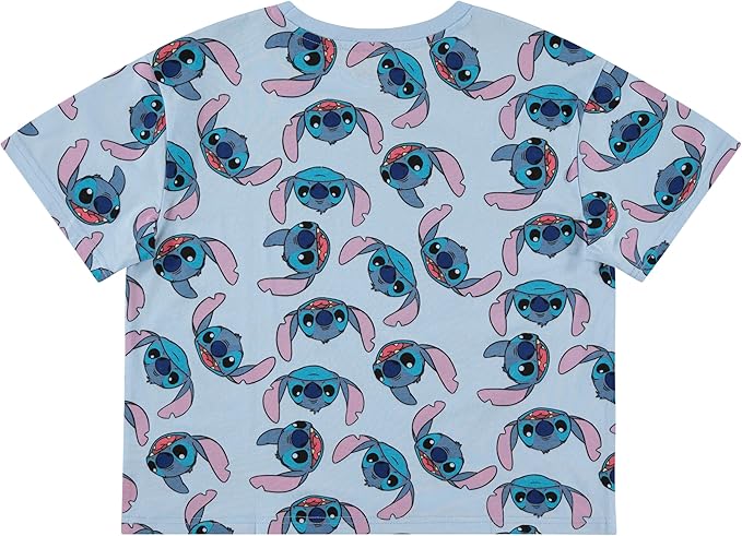 Disney Ladies Lilo and Stitch Shirt - Ladies Classic Lilo and Stitch Tee - Lilo and Stitch Short Sleeve Skimmer Crop Top Tee