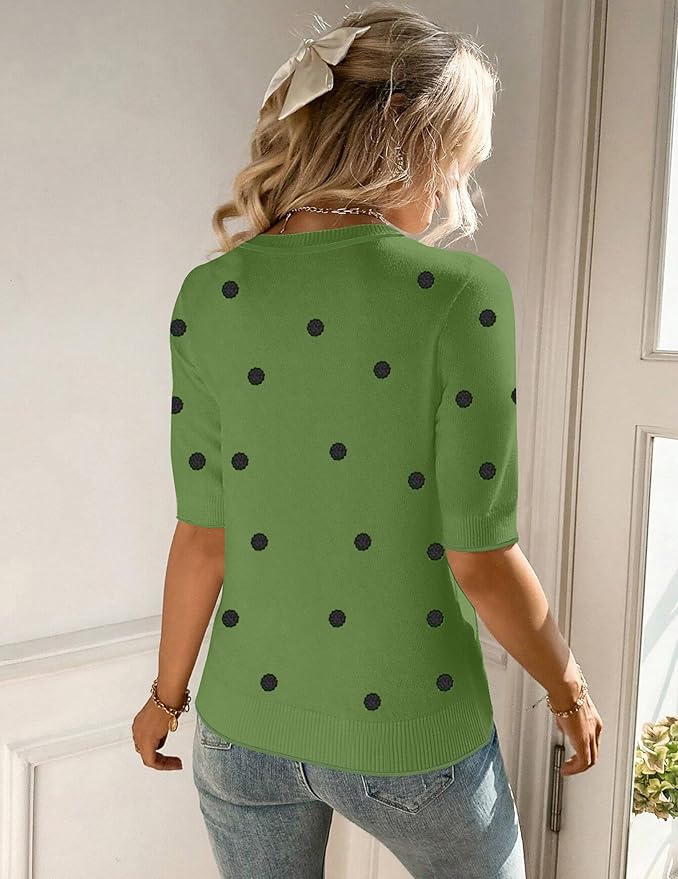 Zeagoo Women Short Sleeve Sweater Summer Crew Neck Dressy Casual Soft Knit Pullover Tops Trendy