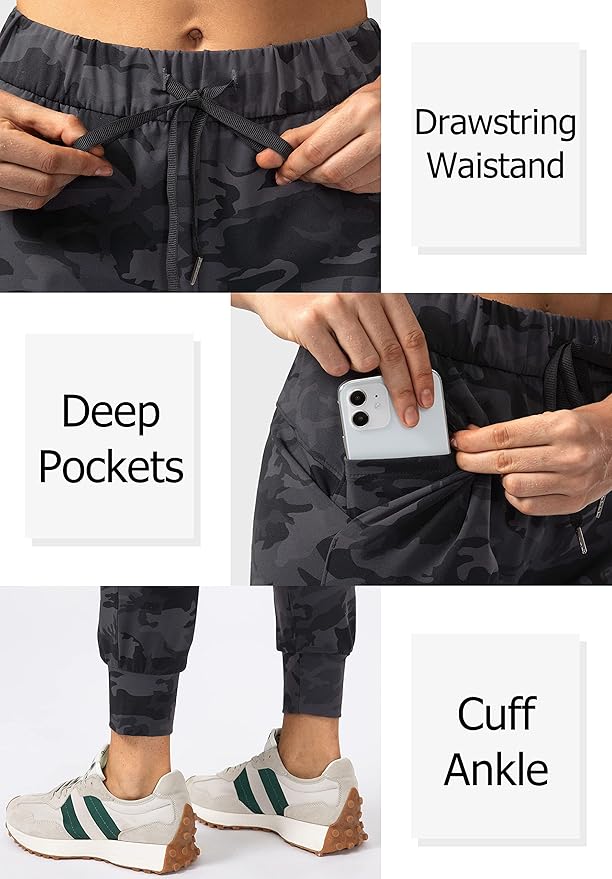 SANTINY Women's Joggers Pants Pockets Drawstring Running Sweatpants for Women Lounge Workout Jogging
