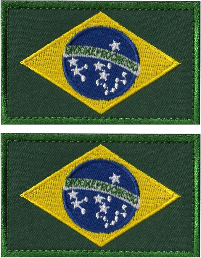 EmWoot 2PCS Brazil Flag Patch Embroidered Morale Patch Military Tactical Patches Hook and Loop