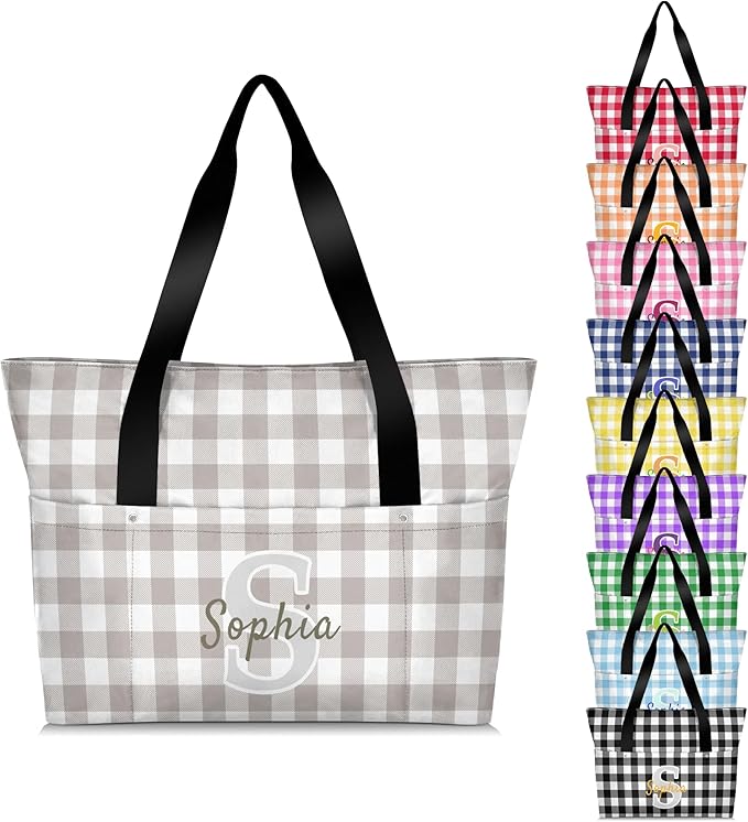 Custom Tote Bag for Women with Name Monogram for Work, Shopping, Travel, Beach