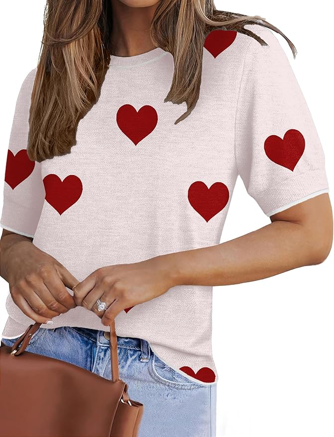 Zeagoo Women Short Sleeve Sweater Summer Crew Neck Dressy Casual Soft Knit Pullover Tops Trendy