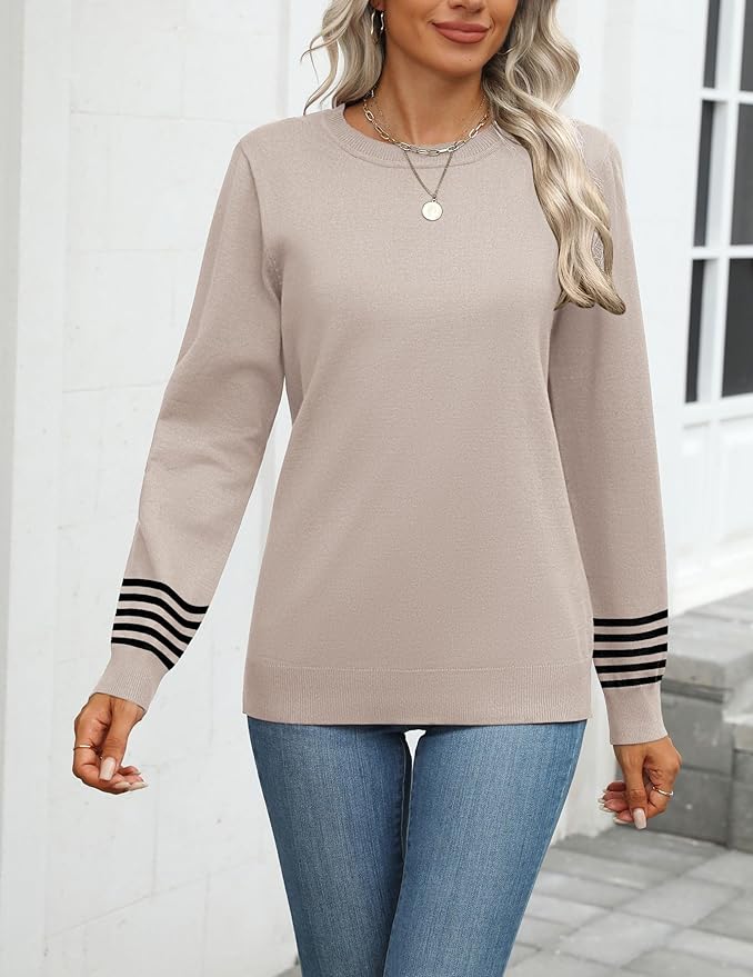 Zeagoo Womens 2026 Fall Sweaters Long Sleeve Tops Classic Crew Neck Pullover Sweaters Loose Dressy Casual Basic Clothes