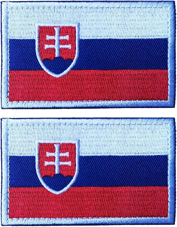 EmWoot 2PCS Slovak Flag Patch Embroidered Morale Patch Military Tactical Patches Hook and Loop