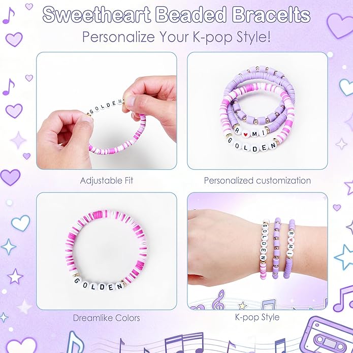 J6&H6 3 Pcs KPop Merch Bracelets Set, K-Pop Stuff Fans Cosplay Merchandise Gifts Outfit Costume Accessories Friendship Jewelry for Birthday Christmas Stocking Stuffers Party Favors