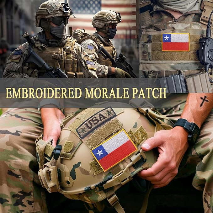 EmWoot 2PCS Chile Flag Patch Embroidered Morale Patch Military Tactical Patches Hook and Loop