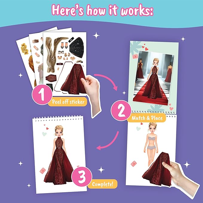 Sticker Dress Up Fashion Runway - Sticker Activity Book for Kids. Learn Girls Fashion Design with Stickers and Guides for Kids 5 and up. Little Designer Creativity Book