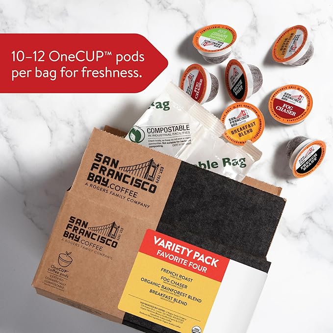 San Francisco Bay Compostable Coffee Pods - Original Variety Pack (80 Ct) K Cup Compatible including Keurig 2.0, French, Breakfast, Fog, Organic Rainforest