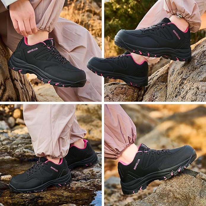 Waterproof Hiking Shoes Women Fashion Sneakers Tennis Walking Shoes Non-Slip Grip Ankle Support, Durable Comfort for Trekking, Trail Running, and Outdoor Adventures