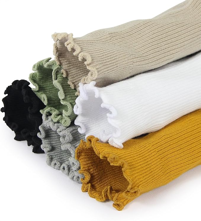 BomKinta Ruffle Socks Women - Turn-Cuff Frilly Sock - Lightweight Cotton Socks
