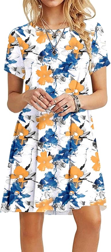 MOLERANI Women's Casual Plain Simple T-Shirt Loose Dress