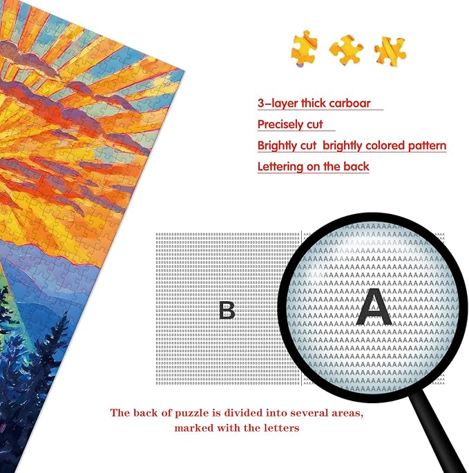 Saralluna Puzzle for Adults 1024 Pieces, Bold Sunset Mountain Scene Puzzle, Challening Impossible Difficult Hard Fun 1024 Pieces Jigsaw Puzzles for Adults