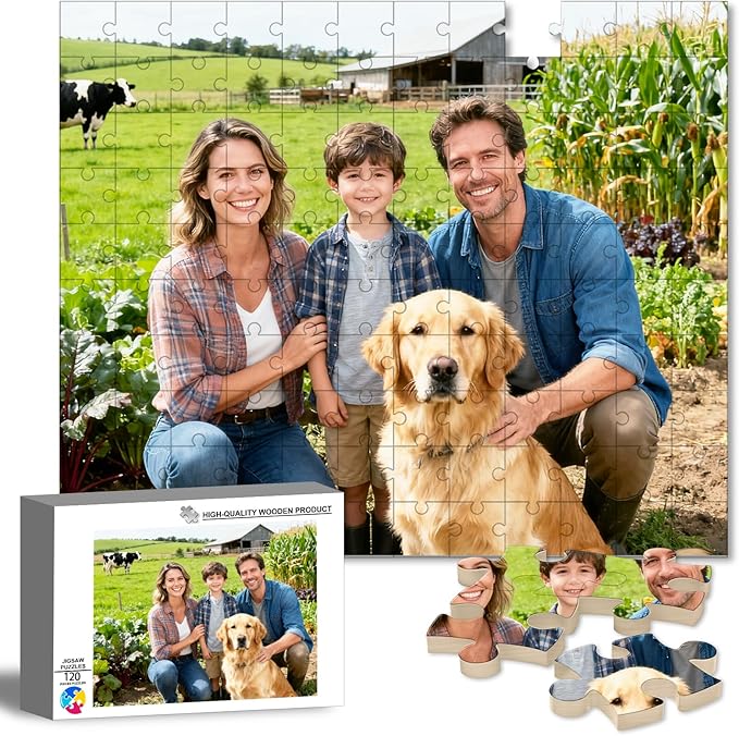 Custom Puzzle from Photos, Personalized Photo Puzzle 35/70/120/500/1000 Pieces with Picture and Text, Personalized Gifts for Couple Family Wedding Kids Pet (35/70/120 PCS-Horizontal)