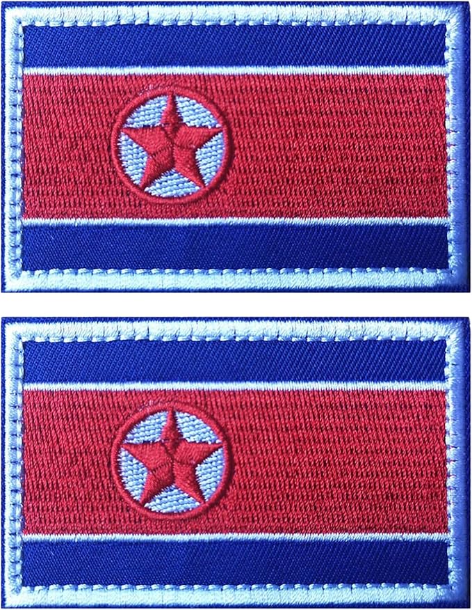 EmWoot 2PCS North Korea Flag Patch Embroidered Morale Patch Military Tactical Patches Hook and Loop