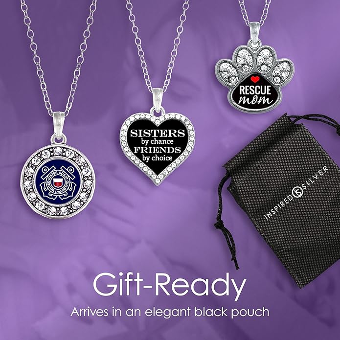 Inspired Silver - Silver Square Charm 18 Inch Necklace with Cubic Zirconia Jewelry