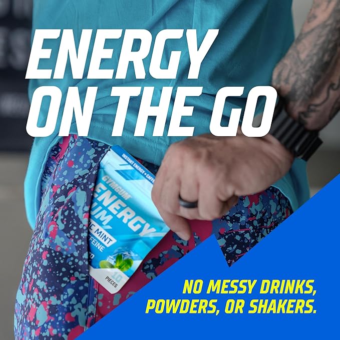 GYMGUM Energy Caffeine Gum | 50mg Caffeine | Sugar-Free, Keto-Friendly | Fast-Acting Energy & Focus Gum with Guarana & L-Theanine (120 Count, Arctic Mint)