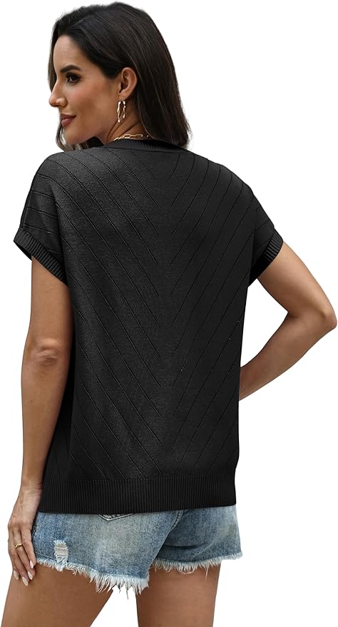 WIHOLL Short Sleeve Sweater for Women Summer Tops 2026 Business Casual Outfits Beach Vacation Clothes