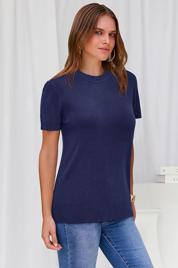 Arach&Cloz Women's Wool Blend Business Casual Essential Fall Layering Pullover Sweaters