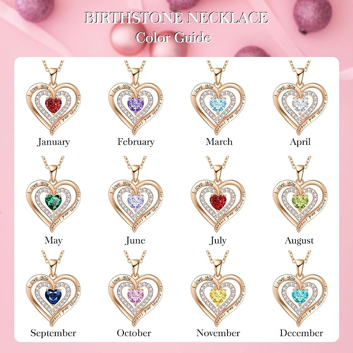 REDBEE Necklaces for Women Birthstone Heart Necklace Jewelry for Wife Girlfriend Woman Necklace