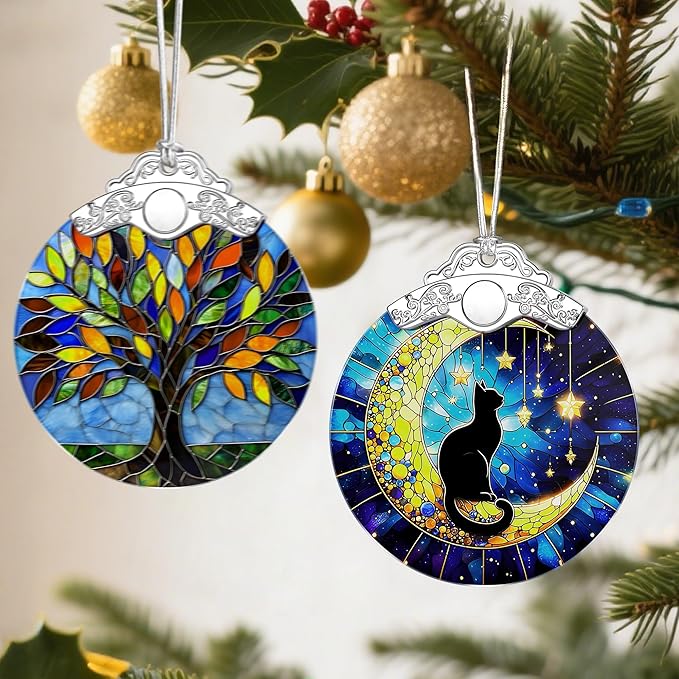 Black Cat Christmas Ornaments: Christmas Tree Ornaments, Holiday Decor Gift, Stocking Stuffers, Gift Ideas, Xmas Gifts & Gifts for Cat Lover