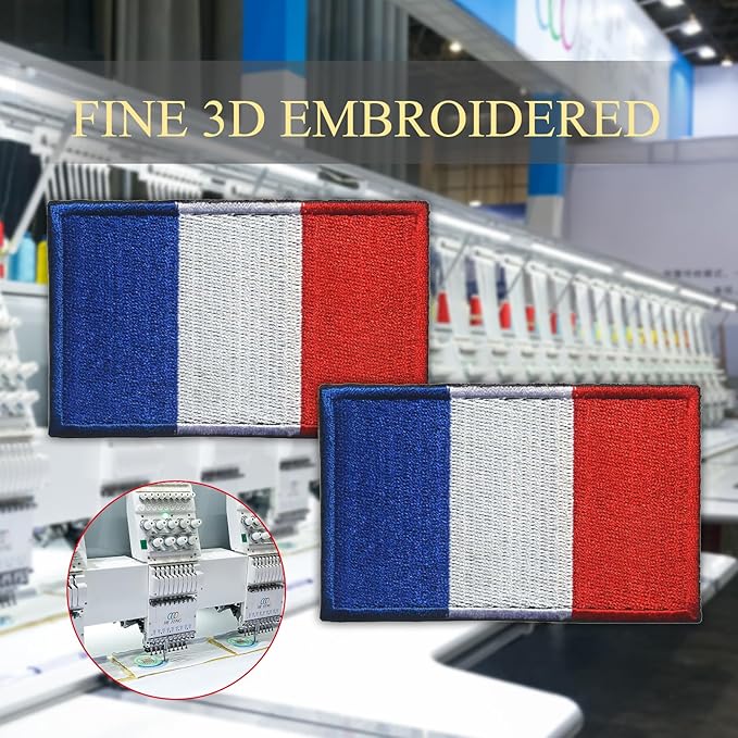 EmWoot 2PCS French Flag Patch Embroidered Morale Patch Military Tactical Patches Hook and Loop