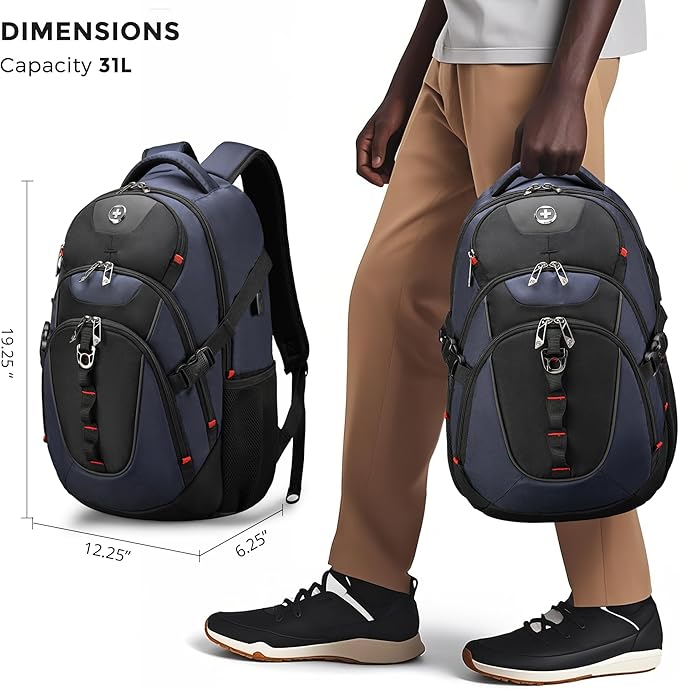Swissdigital Design Travel Backpack for Men with Apple Find My, Laptop Backpack with USB Charging Port, RFID Protection, Add-A-Bag System - Travel Backpack for Men-Finder Color Random | SD803BT013-12