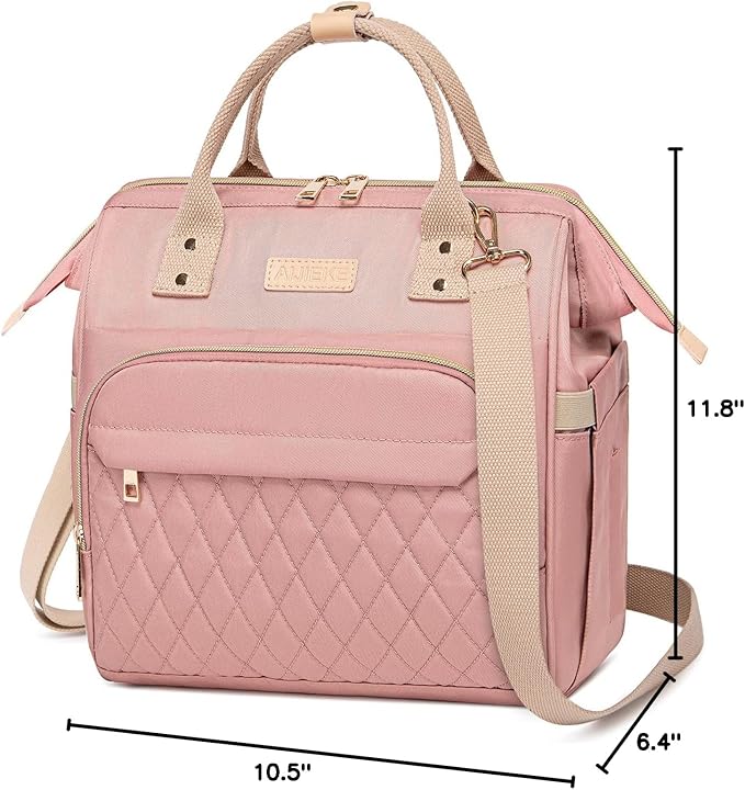 AIJIEKE Lunch Bag for Women, Leakproof & Insulated Work Lunch Box Tote, Reusable Adult Cooler Bag with Water Bottle Side Pocket & Removable Shoulder Strap, Pink