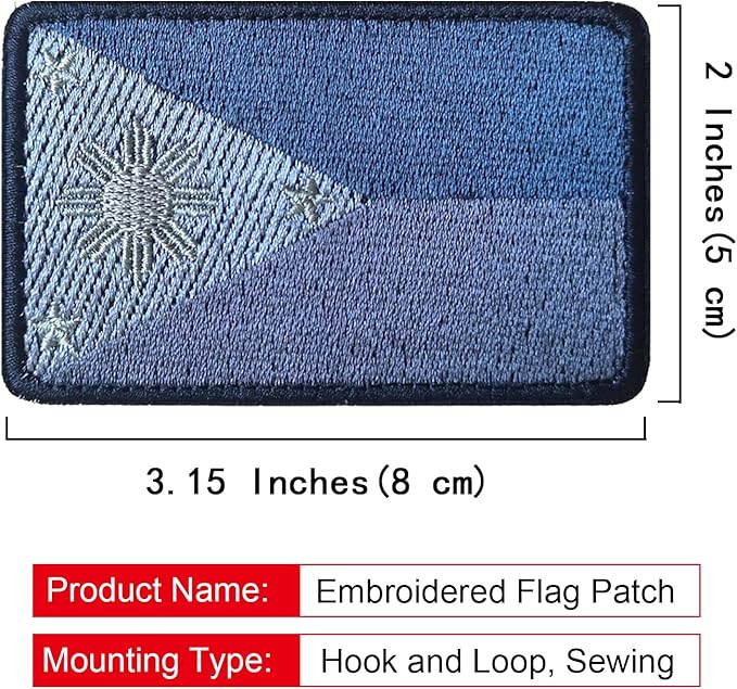 EmWoot 2PCS Philippines Flag Patch Embroidered Morale Patch Military Tactical Patches Hook and Loop(Grey)
