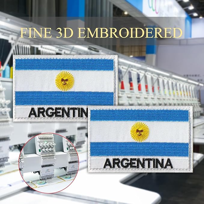 EmWoot 2PCS Argentina Flag Patch Embroidered Morale Patch Military Tactical Patches Hook and Loop(Argentina01)