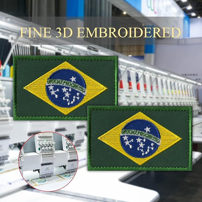 EmWoot 2PCS Brazil Flag Patch Embroidered Morale Patch Military Tactical Patches Hook and Loop