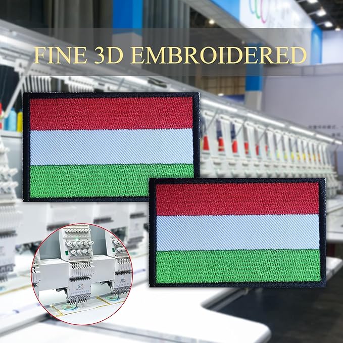EmWoot 2PCS Hungary Flag Patch Embroidered Morale Patch Military Tactical Patches Hook and Loop