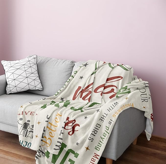 Turelos Mahjong Gifts for Women, Mahjong Blanket, Mah-Jong Themed Present, Mah Jong Accessories Gifts for Mah Jong Lovers for Christmas/Birthday Throw Blanket 60x50in