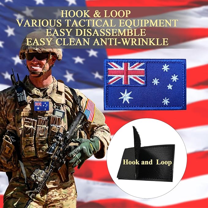 EmWoot 2PCS Australia Flag Patch Embroidered Morale Patch Military Tactical Patches Hook and Loop